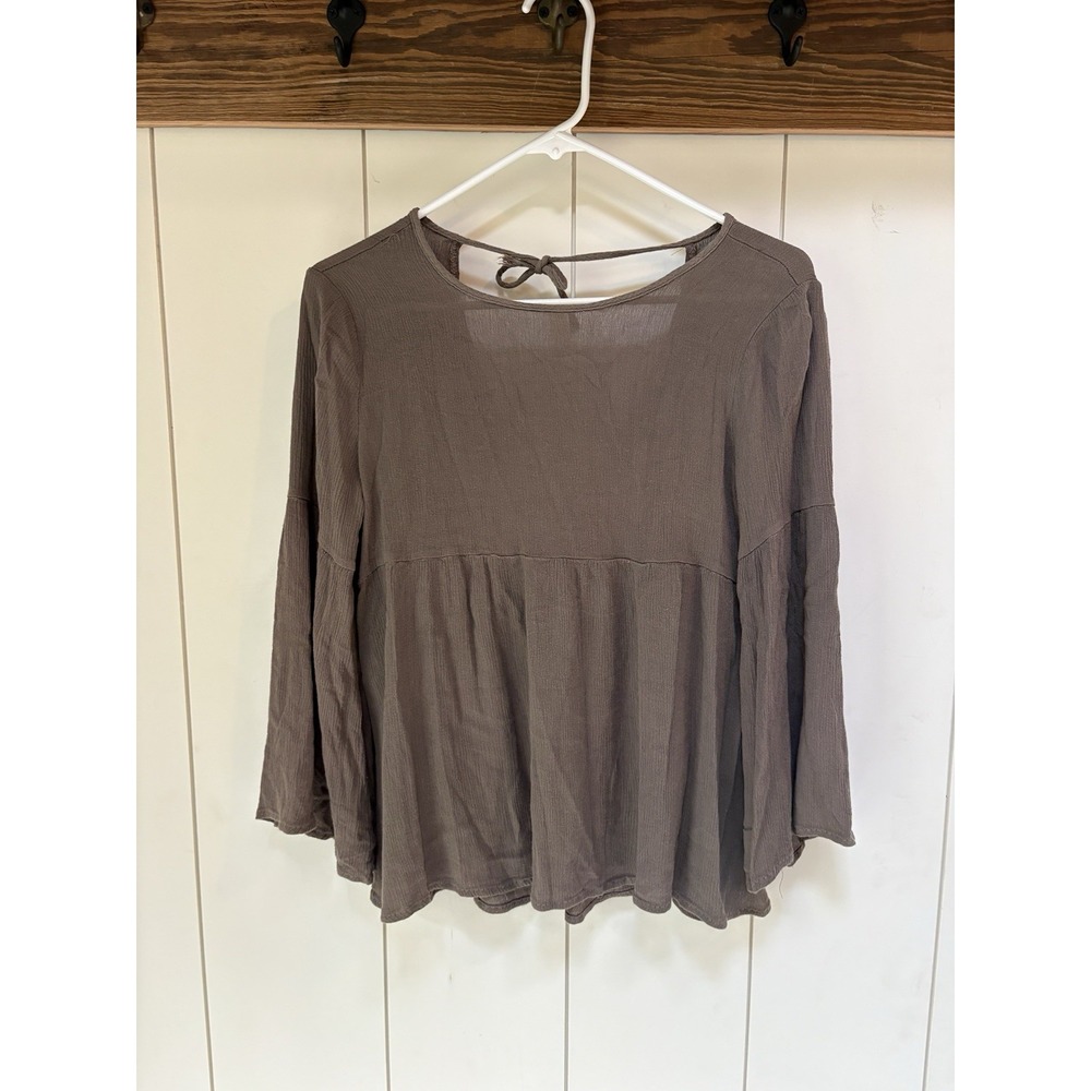 Earthbound Trading Co Boho Babydoll Top Medium Brown Cottagecore Earthy Festival